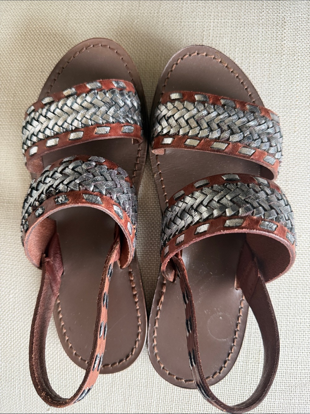 Maje Women's Brown Braided Double-Strap Sandals